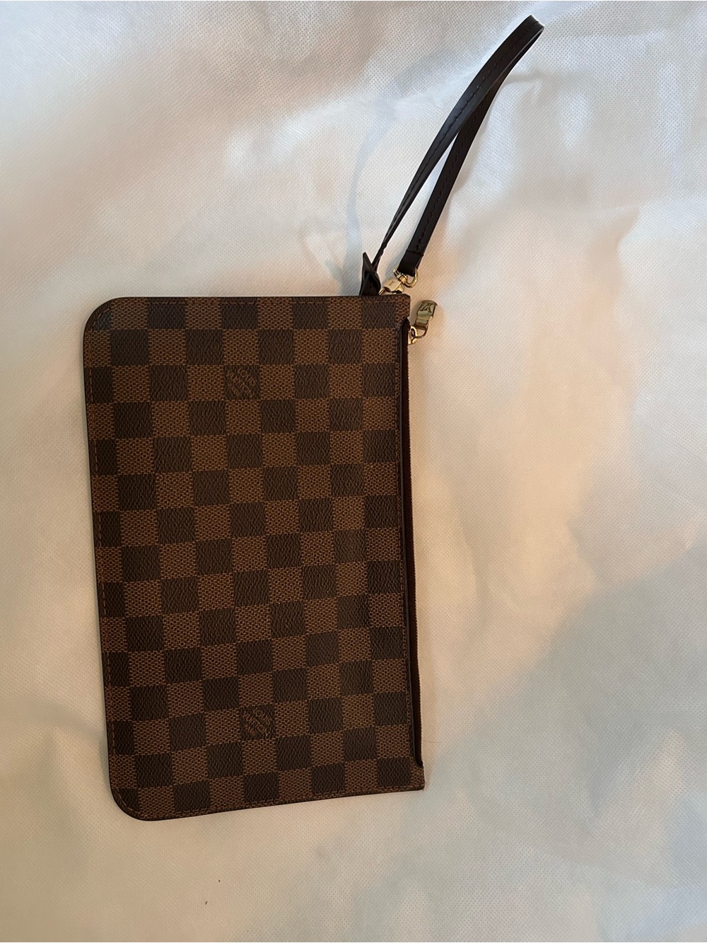 Louis Vuitton Damier Ebene Brown Wristlet Pouch
